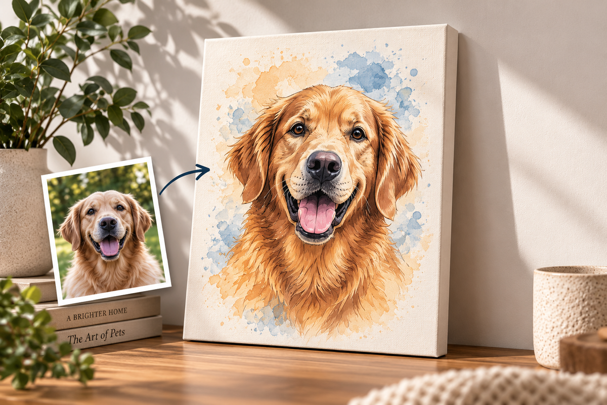 Personalised Pet Portrait Canvas – 40×50 cm
