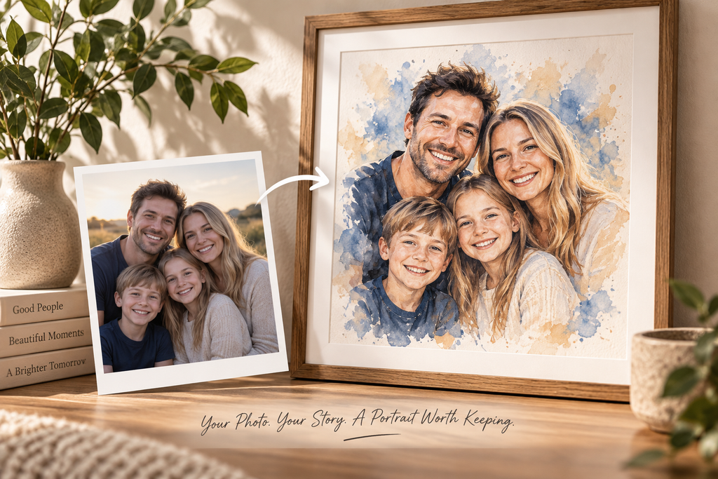 Personalised People Portrait Wooden Framed Print – 30×40 cm