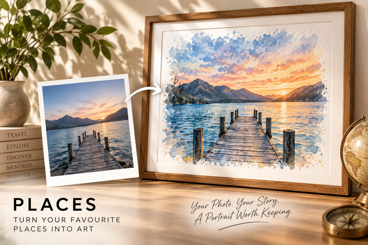 Personalised Places Portrait Wooden Framed Print – 30×40 cm